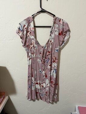 Astr Pink Floral Button-Front Mini Dress